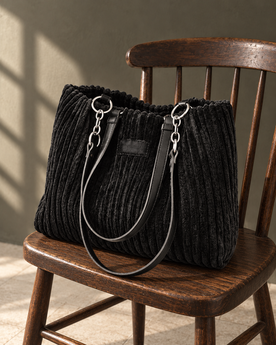 Mila in Schwarz – Cord-Schultertasche, Livarelle Editorial